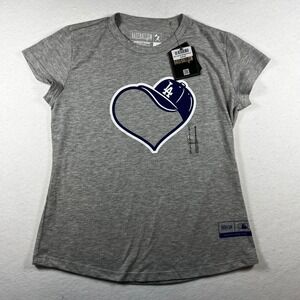 Baseballism Los Angeles Dodgers Heart Cap Graphic T-Shirt Gray Kids Large NWT